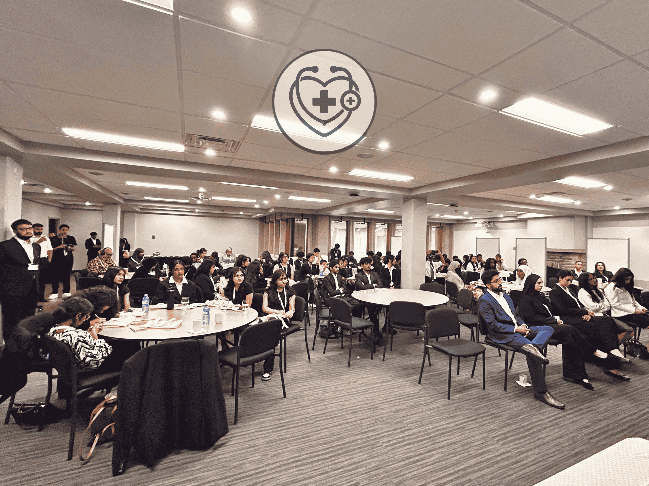 Students, speakers, and volunteers at the Dr. Interested MedExplore 2026 Conference (MedX 2026) — University of Toronto Mississauga, Davis Building — Sunday, August 16, 2026