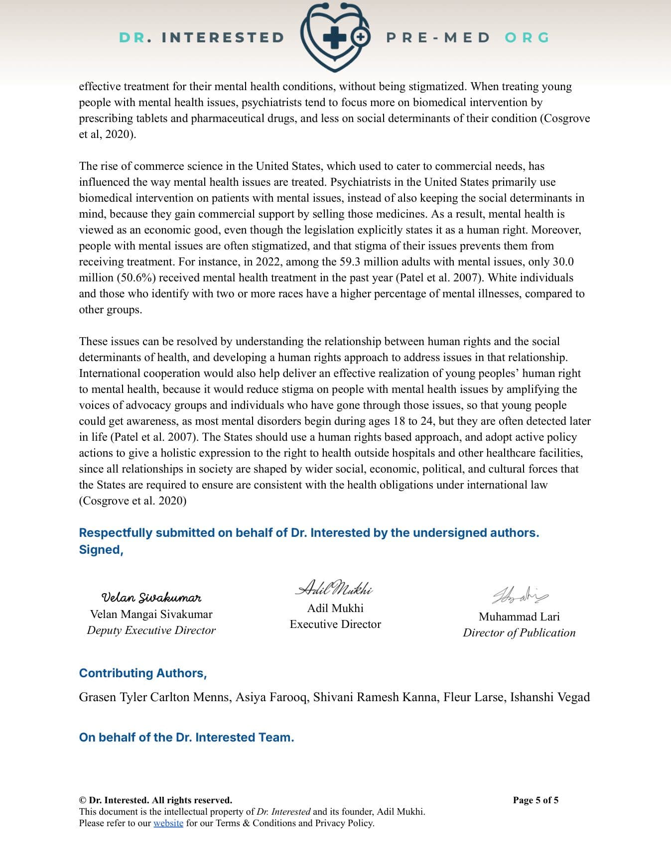 Written Work — page 5 of 5, official OHCHR submission by Dr. Interested